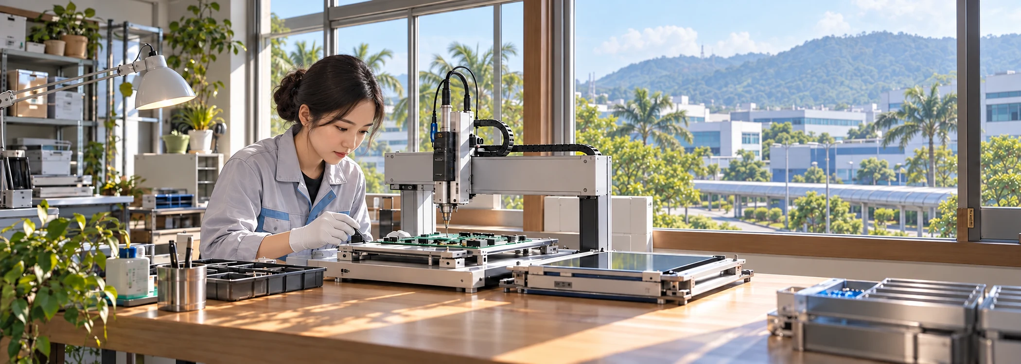 Application illustration of precision dispensing for electronic components in Malaysia